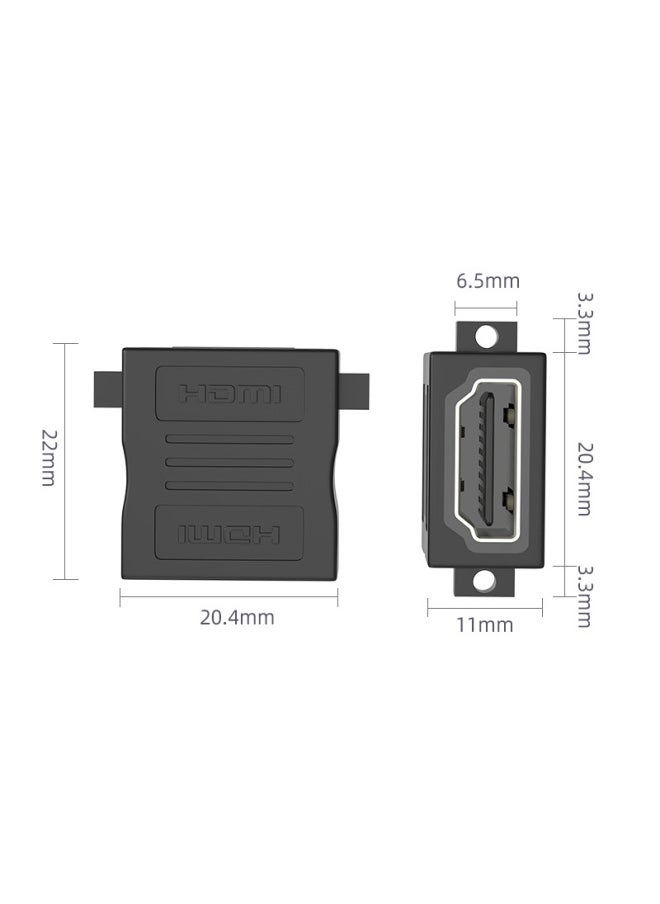 ماركة غير محددة محول HDMI أنثى إلى أنثى مستقيم موصل تمديد HDMI 2.0 كابل HD تحويل HDMI عصابة رأس للأذن - اللون: أسود  - Image 3