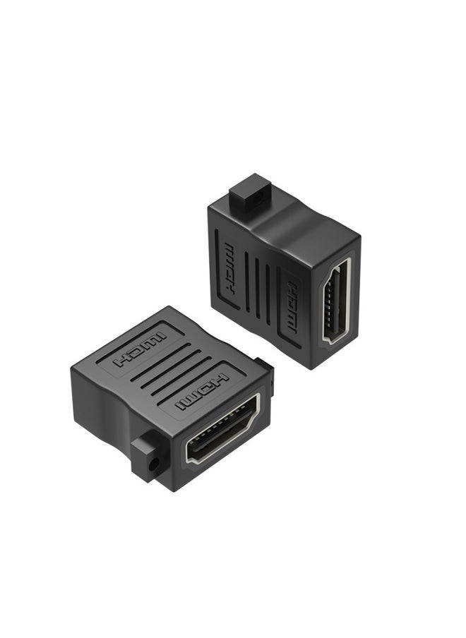 ماركة غير محددة محول HDMI أنثى إلى أنثى مستقيم موصل تمديد HDMI 2.0 كابل HD تحويل HDMI عصابة رأس للأذن - اللون: أسود  - Image 5