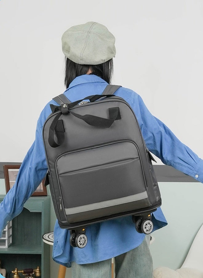 DUNISO Rolling Duffel Bag with Wheels, Foldable Expandable Luggage Bag with Reflective strips, Lightweight Carry on Bag for Men and Women, Family Suitcase with Shoulder Straps and Detachable Wheels for Travel Sports Camping - Image 3