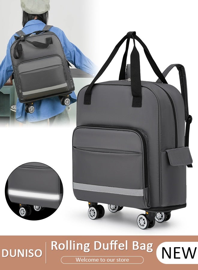 DUNISO Rolling Duffel Bag with Wheels, Foldable Expandable Luggage Bag with Reflective strips, Lightweight Carry on Bag for Men and Women, Family Suitcase with Shoulder Straps and Detachable Wheels for Travel Sports Camping - Image 1
