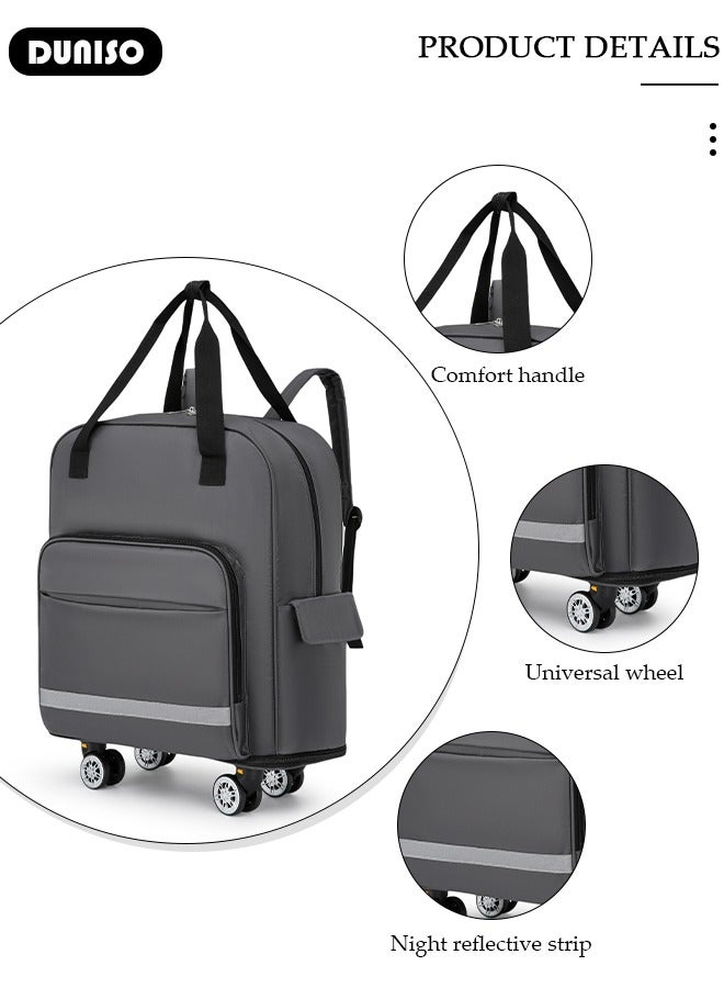 DUNISO Rolling Duffel Bag with Wheels, Foldable Expandable Luggage Bag with Reflective strips, Lightweight Carry on Bag for Men and Women, Family Suitcase with Shoulder Straps and Detachable Wheels for Travel Sports Camping  - Image 2