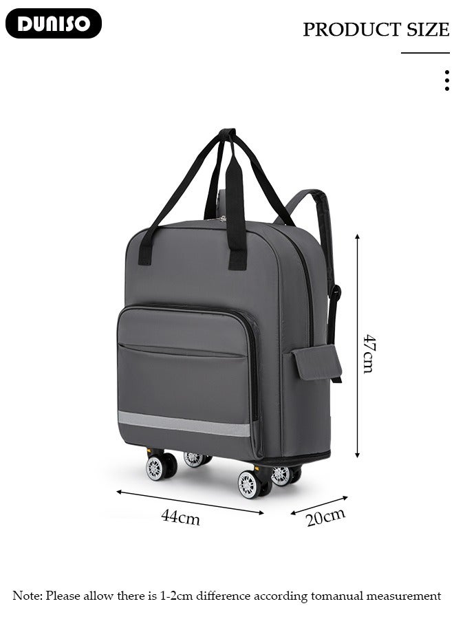 DUNISO Rolling Duffel Bag with Wheels, Foldable Expandable Luggage Bag with Reflective strips, Lightweight Carry on Bag for Men and Women, Family Suitcase with Shoulder Straps and Detachable Wheels for Travel Sports Camping  - Image 3