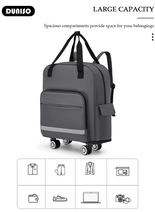 DUNISO Rolling Duffel Bag with Wheels, Foldable Expandable Luggage Bag with Reflective strips, Lightweight Carry on Bag for Men and Women, Family Suitcase with Shoulder Straps and Detachable Wheels for Travel Sports Camping  - Image 5