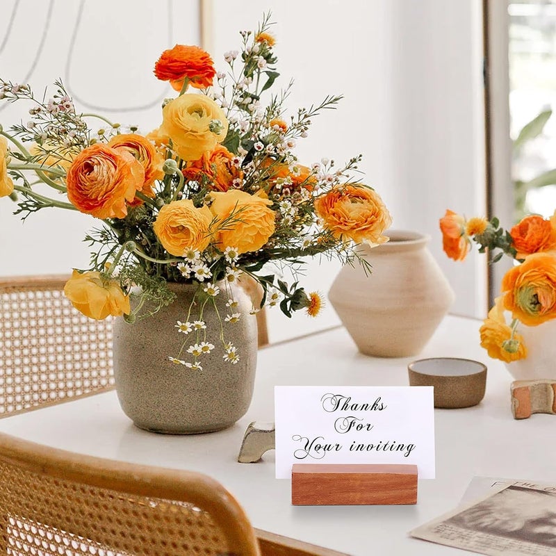 MIHAD Wooden Place Card Holders | Table Number Holders | Photo, Business card Display Stand For Desk, Tabletop , Dinner Home Party, Events, Restaurant Table Nos. Cards, Photo Holders, Postcard, (6) - Image 3