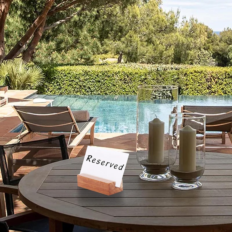 MIHAD Wooden Place Card Holders | Table Number Holders | Photo, Business card Display Stand For Desk, Tabletop , Dinner Home Party, Events, Restaurant Table Nos. Cards, Photo Holders, Postcard, (6) - Image 5