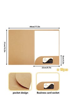 Y&D Kraft Paper Folders for A4 Files Folders, Business Project Folder, Holder Square Cut with Cards Slot Pockets, Home Office  - Image 2