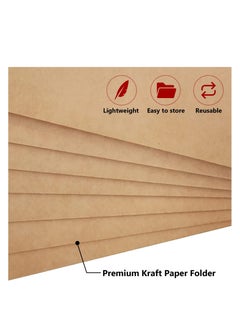 Y&D Kraft Paper Folders for A4 Files Folders, Business Project Folder, Holder Square Cut with Cards Slot Pockets, Home Office  - Image 3