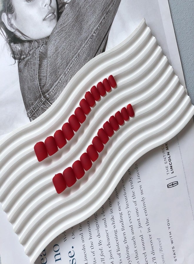 KXAMELIE Matte Red Press on Nails Short Square, KXAMELIE Gel Nails Glue on Acrylic Nails Press ons Featured Protective Coat Reusable Fake Nails Solid Color 2025 Trendy Short Coffin Artificial Nails - Image 4