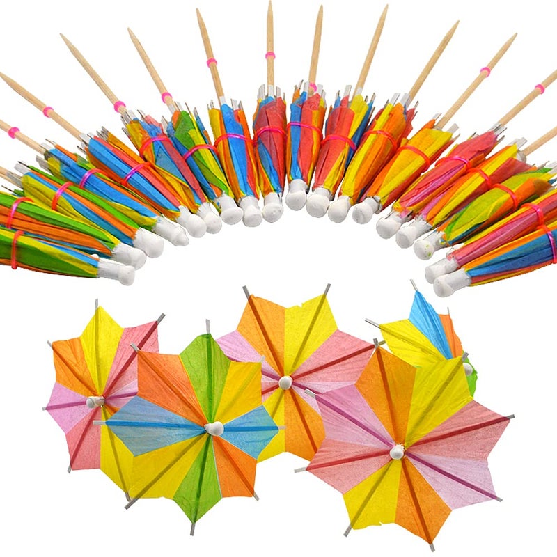 Bilipala 50 PCS Colorful Paper Umbrellas, Cocktail Parasol Picks, Cupcake Toppers Picks