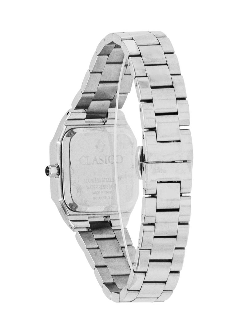 Clasico ساعة أنالوج نسائية دازل بريميوم 30 مم - فضية أنيقة - إطار مرصع بالكريستال - Image 3