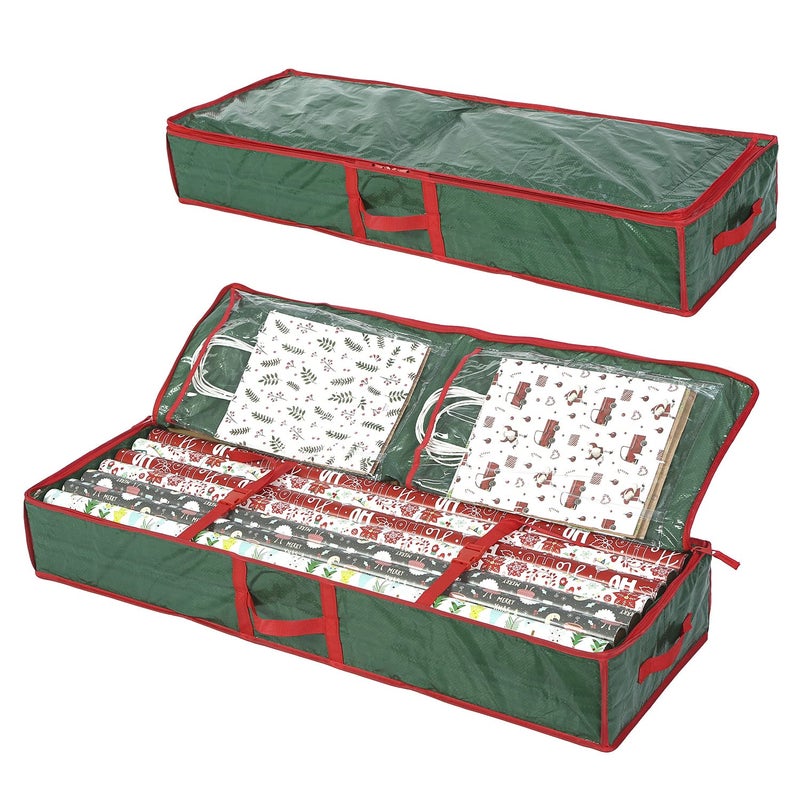 Sattiyrch Sattiyrch Underbed Gift Wrap OrganizerGift Wrapping Paper Storage ContainerHolds up to 20 Rolls41W x 14D x 55H Green 