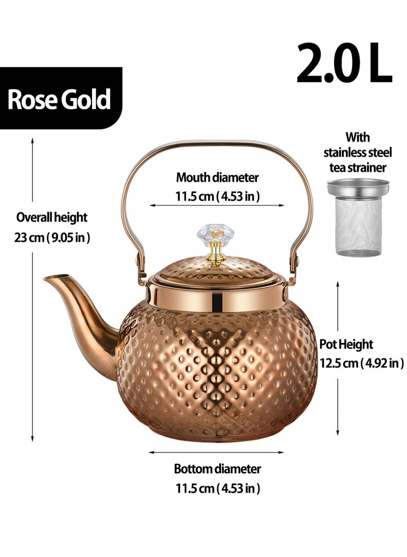 2L food grade stainless steel teapot is sturdy and durable, suitable for household and household items, and easy to enjoy the fun of brewing tea