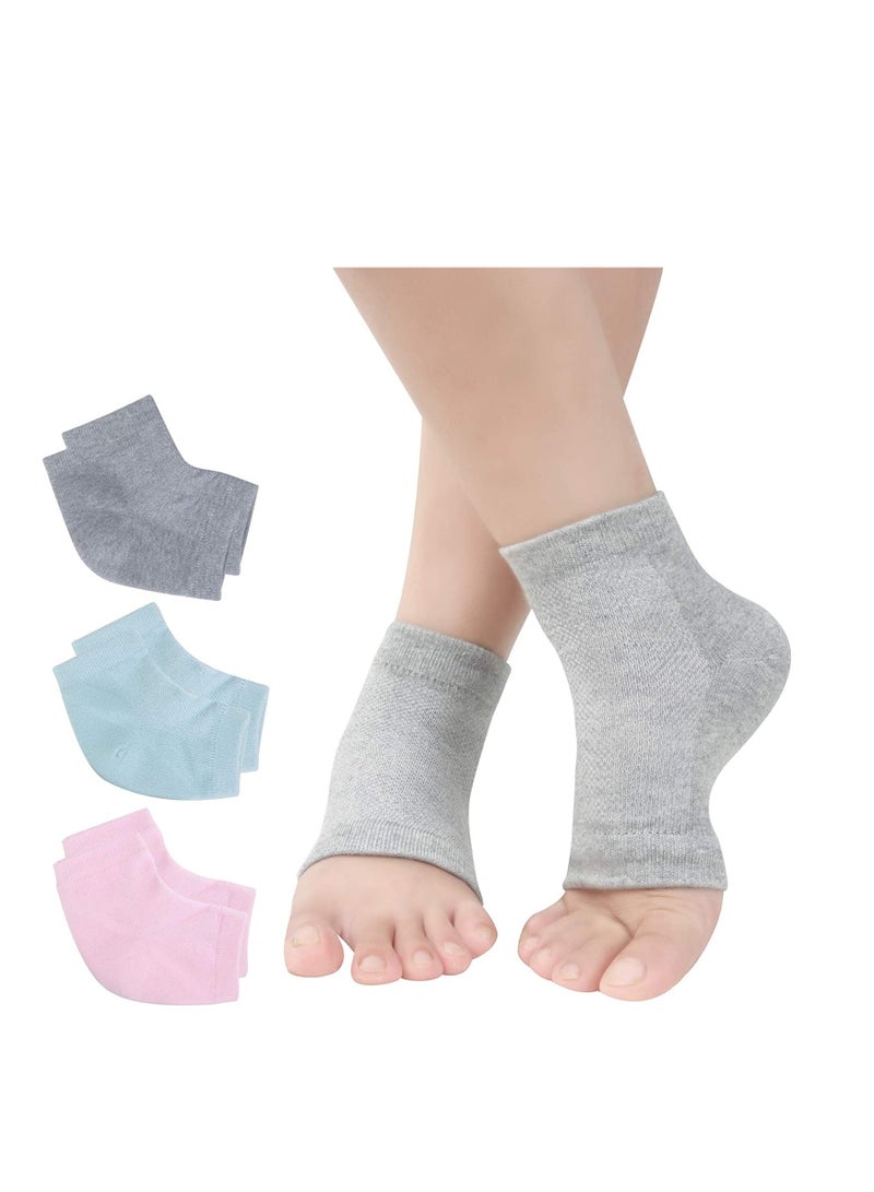Excefore Moisturizing Socks 3 Pairs-Moisturizing/Gel Heel Socks for Dry Cracked Heels Open Toe Socks Ventilate Gel Spa Socks to Heal and Treat Dry Gel Lining Infused with Vitamins - Image 1