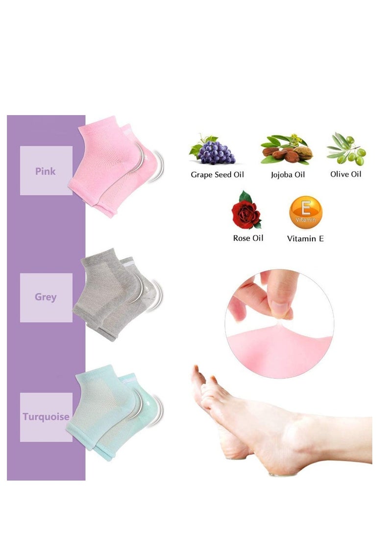 Excefore Moisturizing Socks 3 Pairs-Moisturizing/Gel Heel Socks for Dry Cracked Heels Open Toe Socks Ventilate Gel Spa Socks to Heal and Treat Dry Gel Lining Infused with Vitamins - Image 4