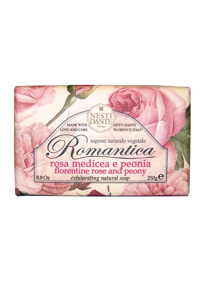 Romantica Florentine Rose & Peony Natural Soap Bar 250g | Exhilarating Botanical Soap | Vegan & Gentle Cleansing