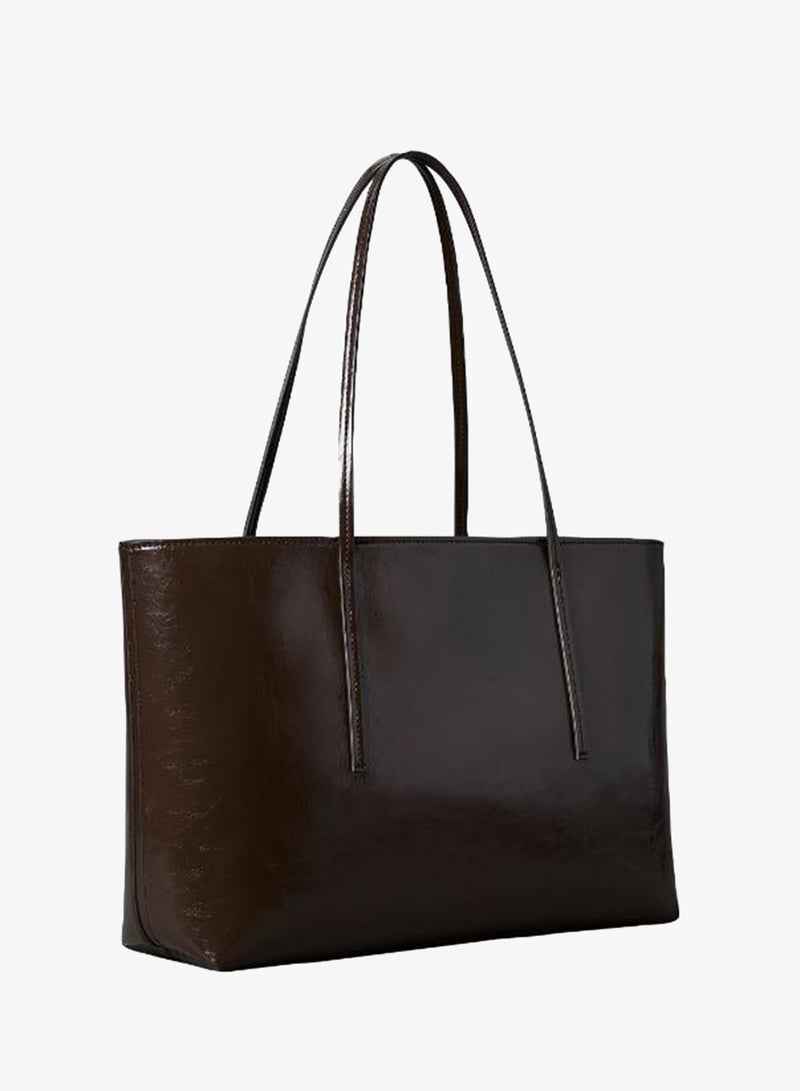 CALVIN KLEIN Foil Logo Glossy Tote Bag With Pouch - Image 3