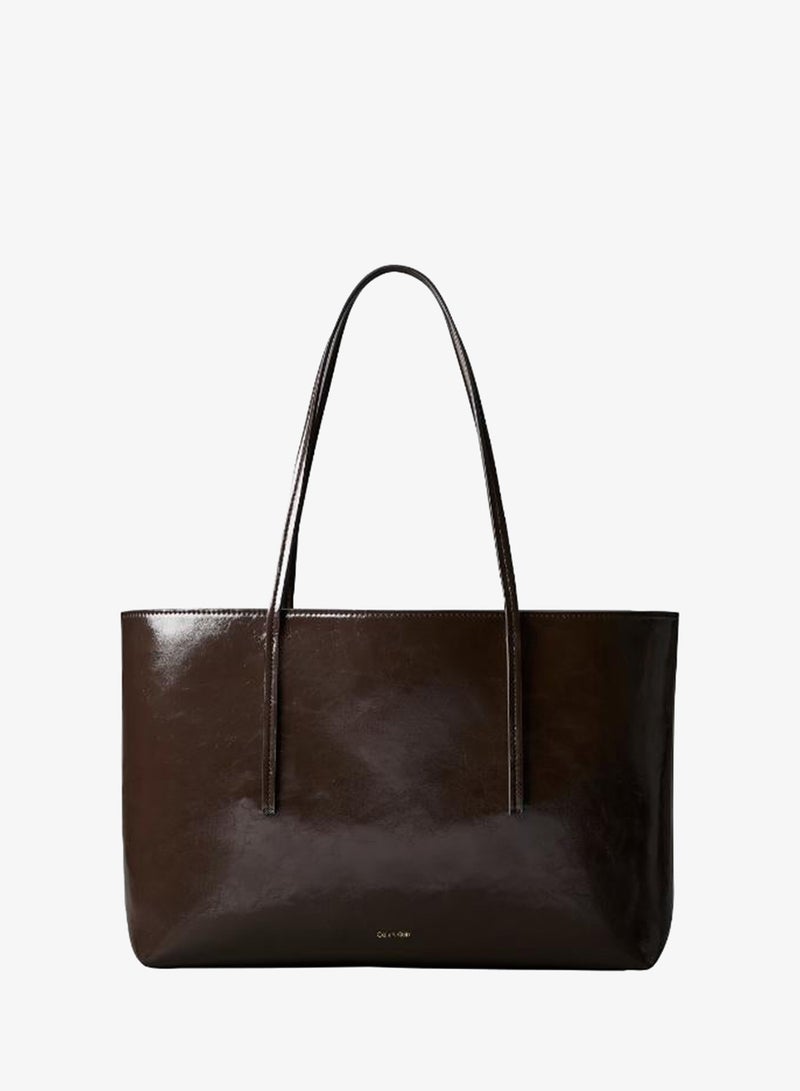 CALVIN KLEIN Foil Logo Glossy Tote Bag With Pouch - Image 1