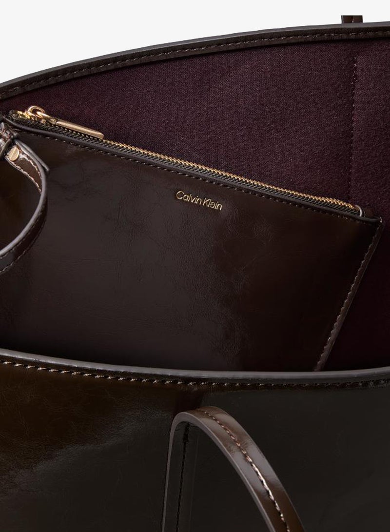CALVIN KLEIN Foil Logo Glossy Tote Bag With Pouch - Image 5