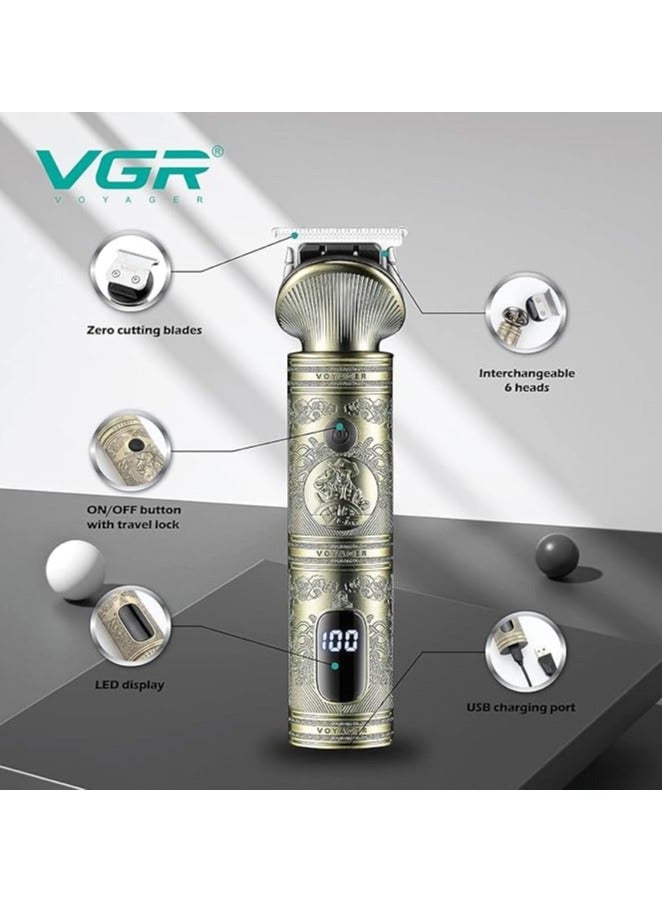 VGR V-106 6-in-1, Face, Hair and Body - Multi Grooming Kit, Hair Trimmer, Beard Trimmer, Ear & Nose Trimmer Head Shaver Full Body Grooming Kit, Metal Body comes with Travel Pouch, Runtime 180 minutes gold - Image 2