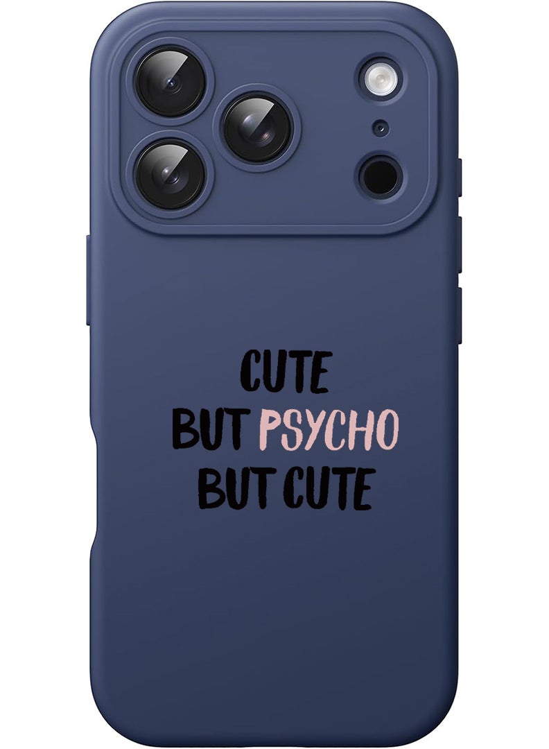 Theodor Protective Slim Fit Case Liquid Silicone Cover with Full Body Protection Anti-Scratch Shockproof Case For Apple iPhone 17 Pro (Blue) cute psycho - Image 1