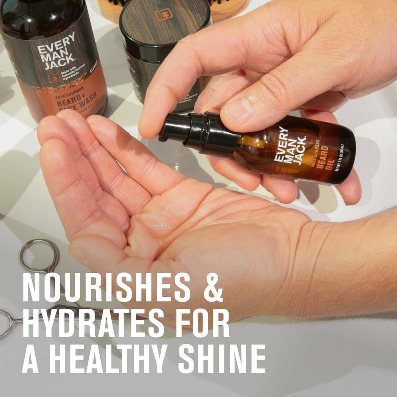 Every Man Jack Mens Beard Oil - Subtle Aged Bourbon Fragrance - Deeply Moisturizes and Softens Your Beard and Adds a Natural Shine - Naturally Derived with Shea Butter- 1 fl oz (2 Pack) - Image 4