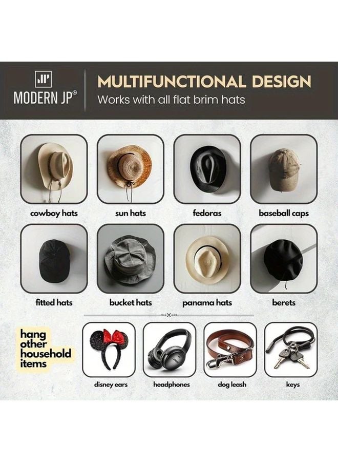 Black Baseball Cap Hooks 12PCS Strong Wall Mounted Hat Organizer - Image 5