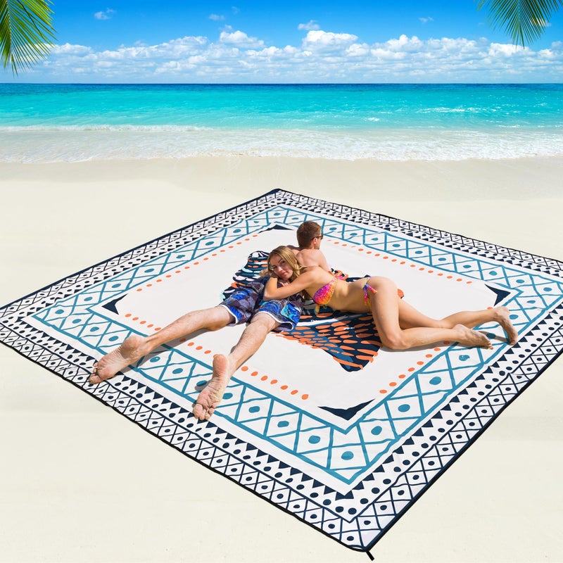 WIWIGO Beach Blanket Waterproof Sandproof Beach Mat 79 X 8310x9for 28 Adults Quick Drying Outdoor Picnic Mat Beach Accessories for Travel Camping Hiking - Image 2