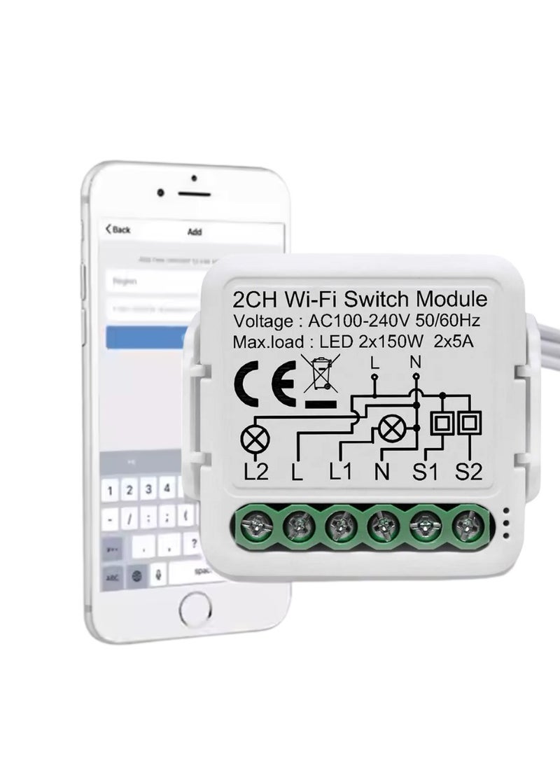 لوميف وحدة تبديل إضاءة ذكية واي فاي من تويا، قاطع تيار يدوي 100-240 فولت، يدعم التحكم ثنائي الاتجاه عن بعد عبر التطبيق، يعمل مع أليكسا وجوجل هوم – مفتاح إضاءة 2جانج- مزدوج 2*5 أمبير - Image 1