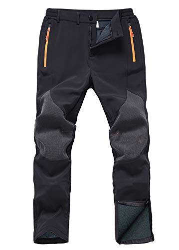 Gash Hao Mens Snow Ski Waterproof Softshell Snowboard Pants Outdoor Hiking Fleece Lined Zipper Bottom Leg (180Black, 30W x 28L) - Image 1