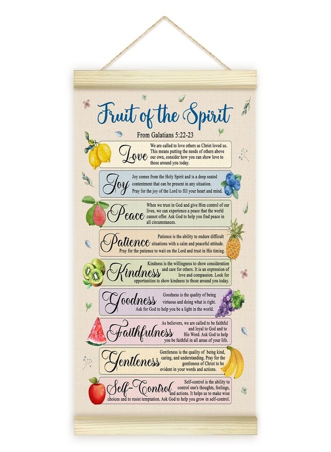 Utaqer Galatians 5:22-23 Fruit of the Spirit Poster Poster Hanger Frame, Bible Verses Wooden Canvas Art Print Hanging, Wall Art Decor for Baby Toddler Girls Nursery Bedroom Playroom, 12x16 Inches /009 - Image 1