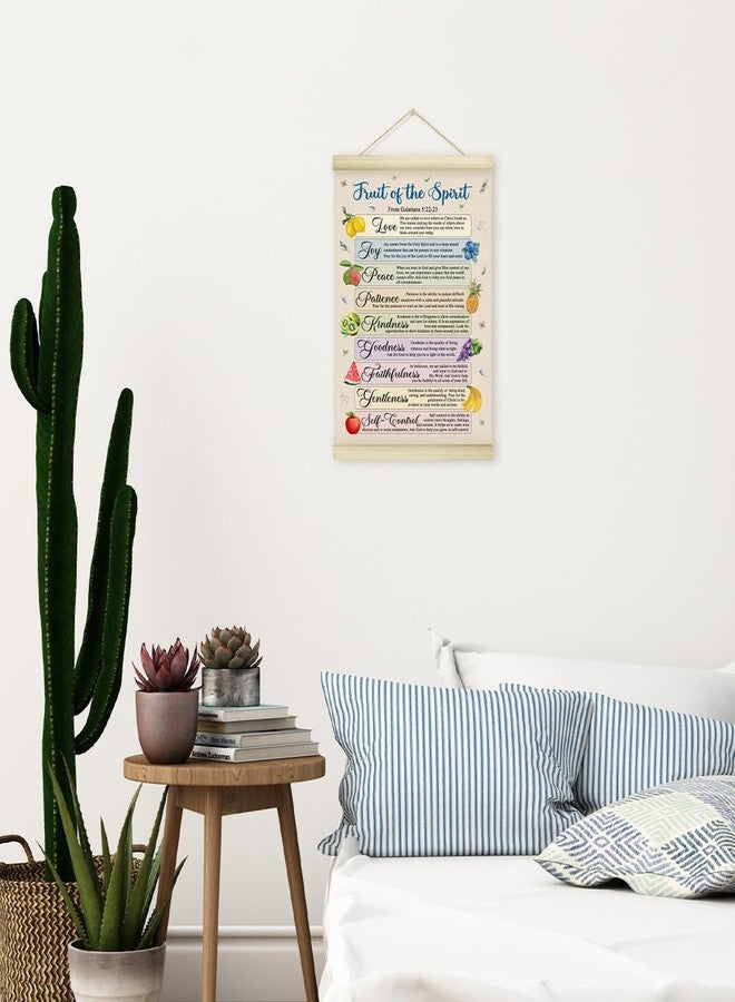 Utaqer Galatians 5:22-23 Fruit of the Spirit Poster Poster Hanger Frame, Bible Verses Wooden Canvas Art Print Hanging, Wall Art Decor for Baby Toddler Girls Nursery Bedroom Playroom, 12x16 Inches /009 - Image 4
