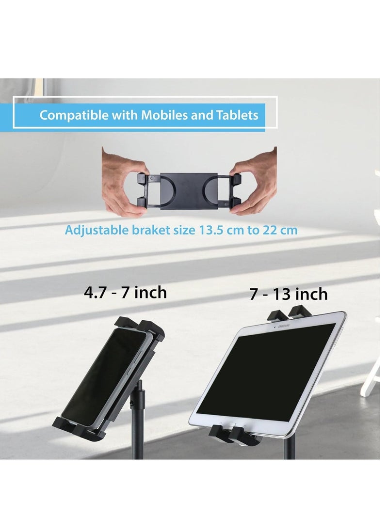 Telescopic Tripod Tablet Stand for Tablets 6" to 13" Tablet Floor Stand for IPad 12.9" Mobile Phone Stand (Adjustable, BLACK 01)