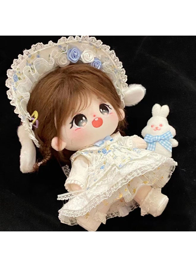 Jiumei Cotton Doll 20cm Non-Attribute Plush Doll Girls' Birthday Gift Dress For Girls-Specifications:20cm Without Skeleton-Color:Nine Younger Sister Nude Baby + Hairstyle + Moon Princess Skirt + Crown
