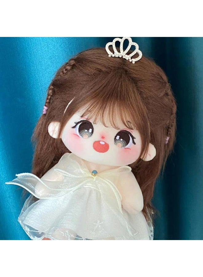 Jiumei Cotton Doll 20cm Non-Attribute Plush Doll Girls' Birthday Gift Dress For Girls-Specifications:20cm Without Skeleton-Color:Nine Younger Sister Nude Baby + Hairstyle + Moon Princess Skirt + Crown