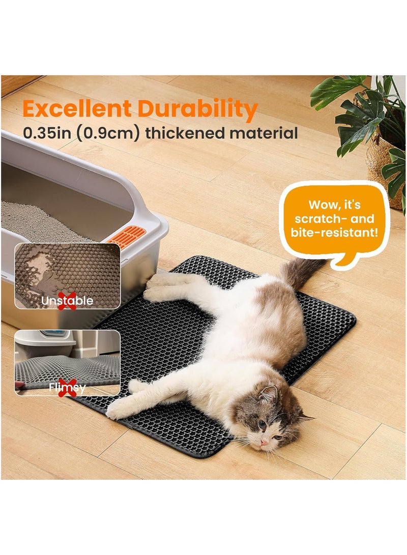 Arabest Cat Litter Mat, Double Layer Honeycomb Cat Litter Trapping Mat, Waterproof and Non-Slip, Floor Protector for Litter Box, Cat Supplies, 50x70cm (Black) - Image 2