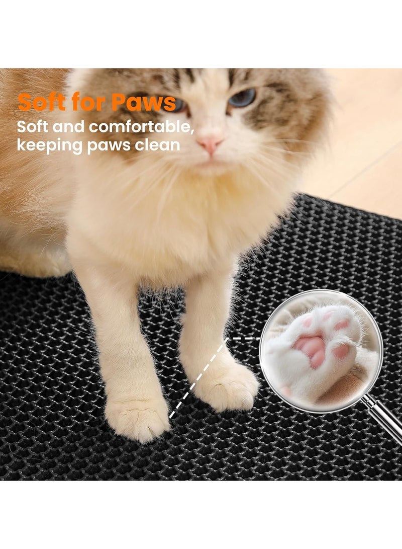 Arabest Cat Litter Mat, Double Layer Honeycomb Cat Litter Trapping Mat, Waterproof and Non-Slip, Floor Protector for Litter Box, Cat Supplies, 50x70cm (Black) - Image 5