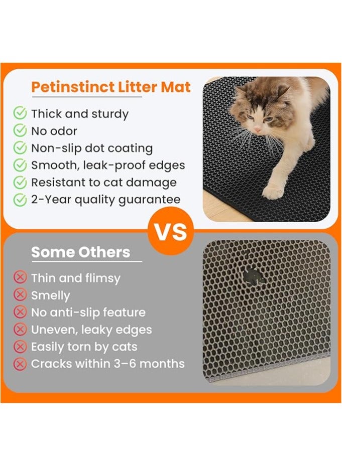 Arabest Cat Litter Mat, Double Layer Honeycomb Cat Litter Trapping Mat, Waterproof and Non-Slip, Floor Protector for Litter Box, Cat Supplies, 50x70cm (Black) - Image 4