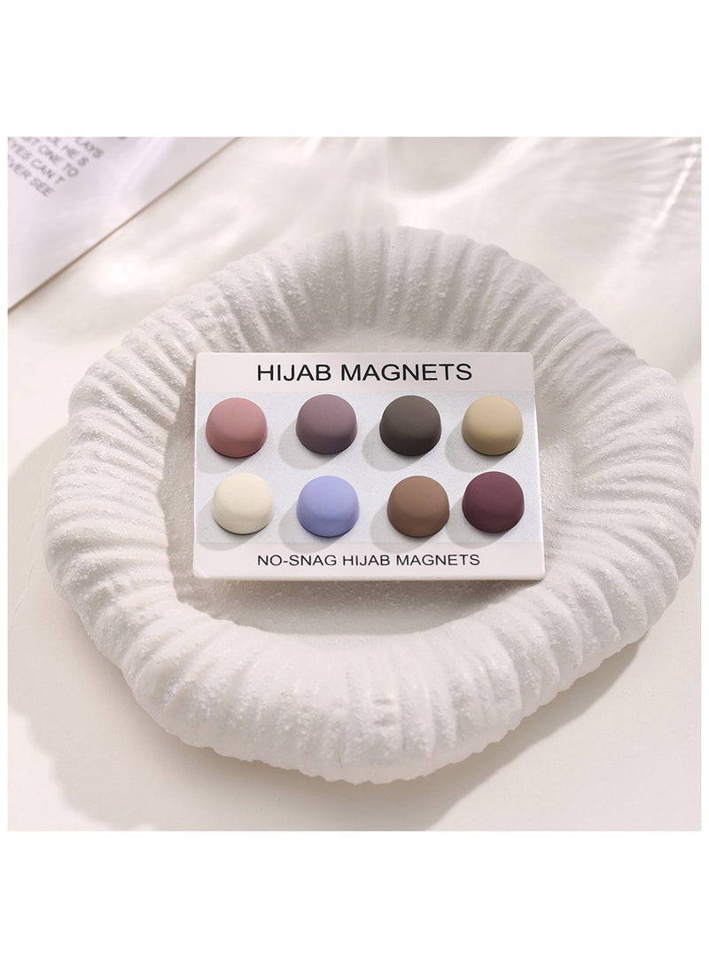 JAYATO Strong Magnetic Hijab Pins, 8 Pack Powerful Hijab Magnets Multi-Use Pinless Hijab Magnetic Pins, Colorful Magnet Pins Scarf Magnetic Pin No-Snag Brooch Clasp for Clothes Dress Scarves (Matte) - Image 1