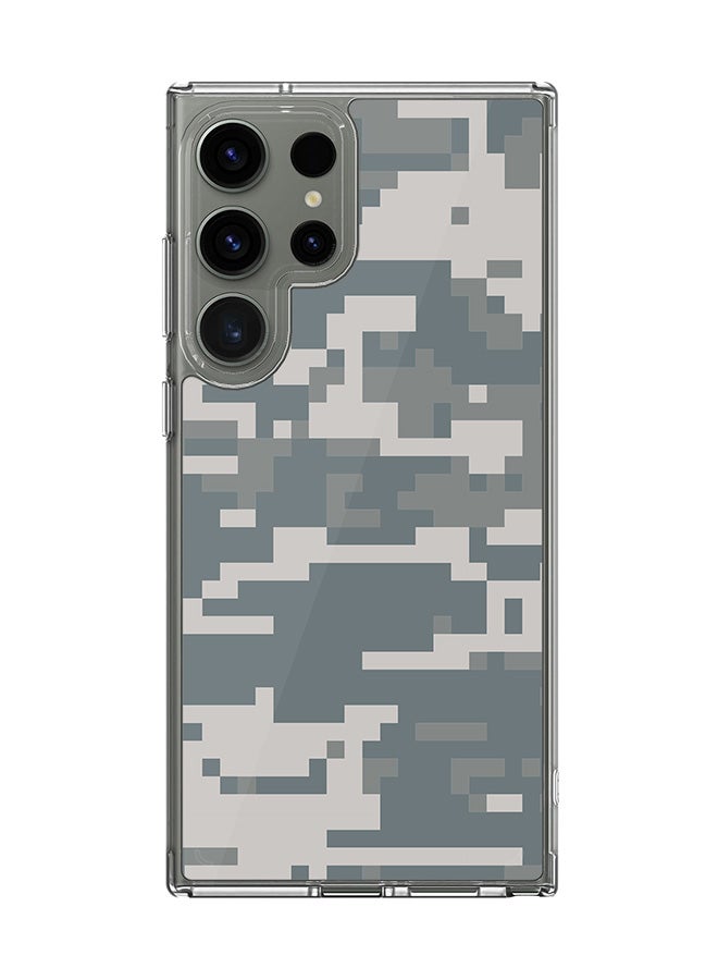 Stylizedd Classic Clear Case for Samsung Galaxy S24 Ultra , Hybrid Soft Case Flexible Edges TPU PC Gel Thin Transparent Cover - Digital Camo Full Print - Image 1