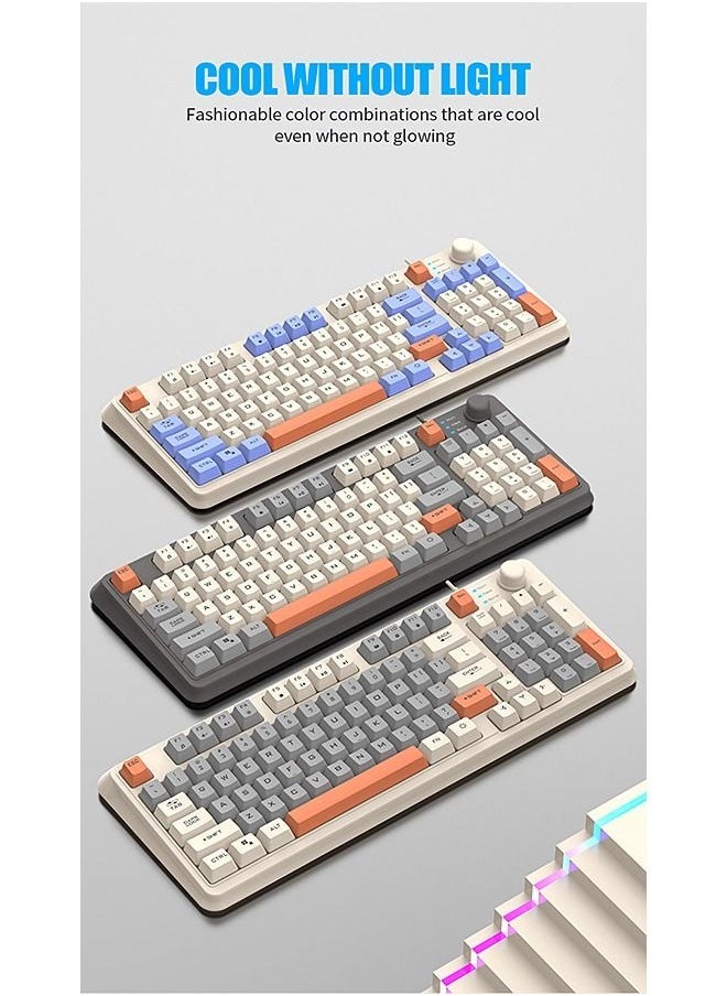 XUNFOX - 94-Key Wired Gaming Keyboard - Membrane Keyboard - Gaming Keyboard - Office Keyboard - Built-in Volume Adjustment Knob - Computer Keyboard - Waterproof RGB Color Suitable for PC/Ps4/Xbox Gamers - Image 1
