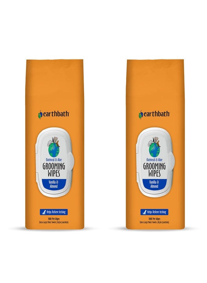 earthbath, Oatmeal & Aloe Grooming Wipes - Dog Wipes for Paws and Butt, Pet Wipes for Dogs & Cats, Helps Relieve Itchy & Dry Skin, Made in USA, Cruelty-Free - Vanilla & Almond 100 Count (2 Pack) - Image 1