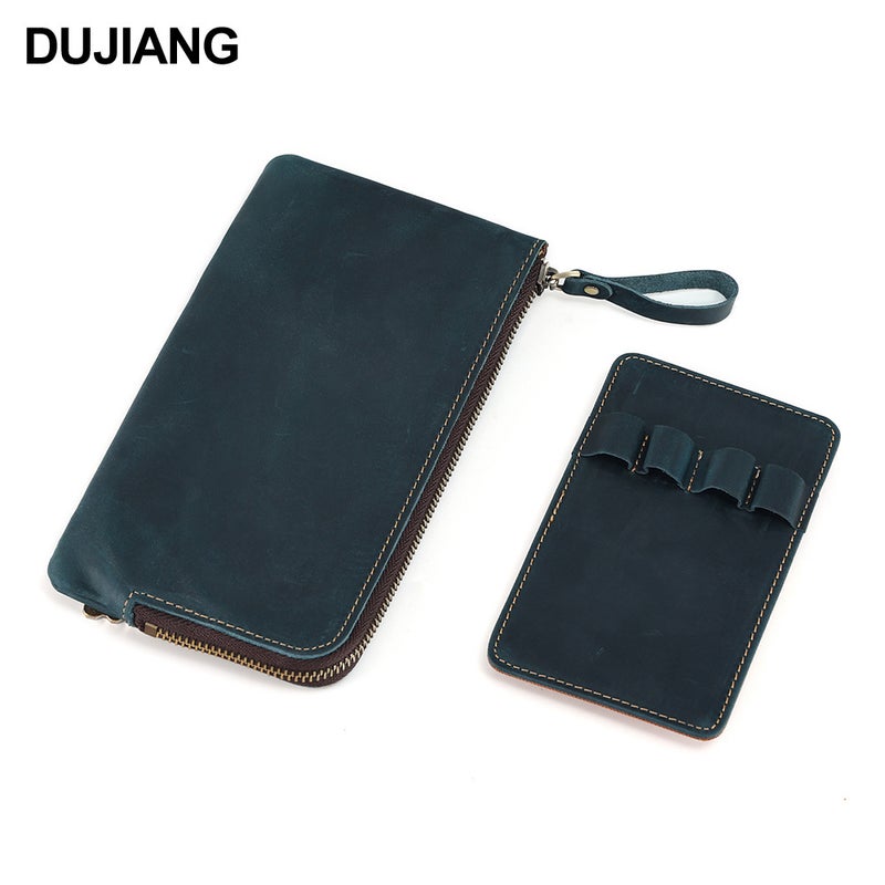 First-Layer Cowhide Pencil Case, Crazy Horse Leather Genuine Leather Pen And Ballpoint Pen Stationery Bag, Simple Multi-Functional Stationery Storage Bag - Image 1