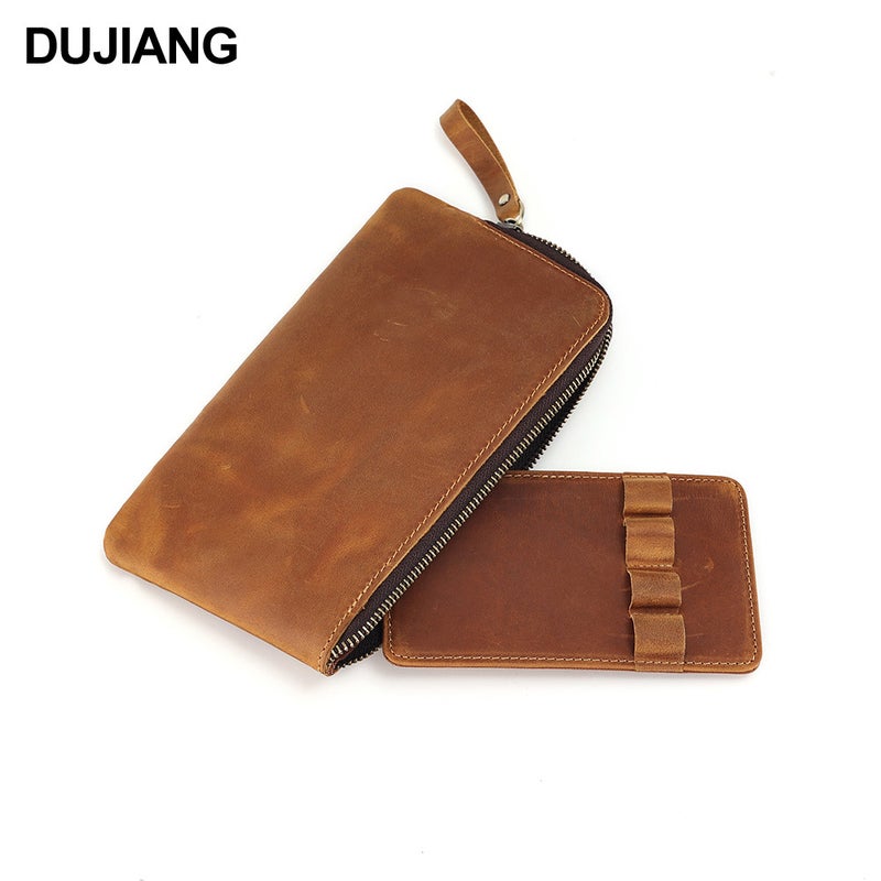 First-Layer Cowhide Pencil Case, Crazy Horse Leather Genuine Leather Pen And Ballpoint Pen Stationery Bag, Simple Multi-Functional Stationery Storage Bag - Image 5