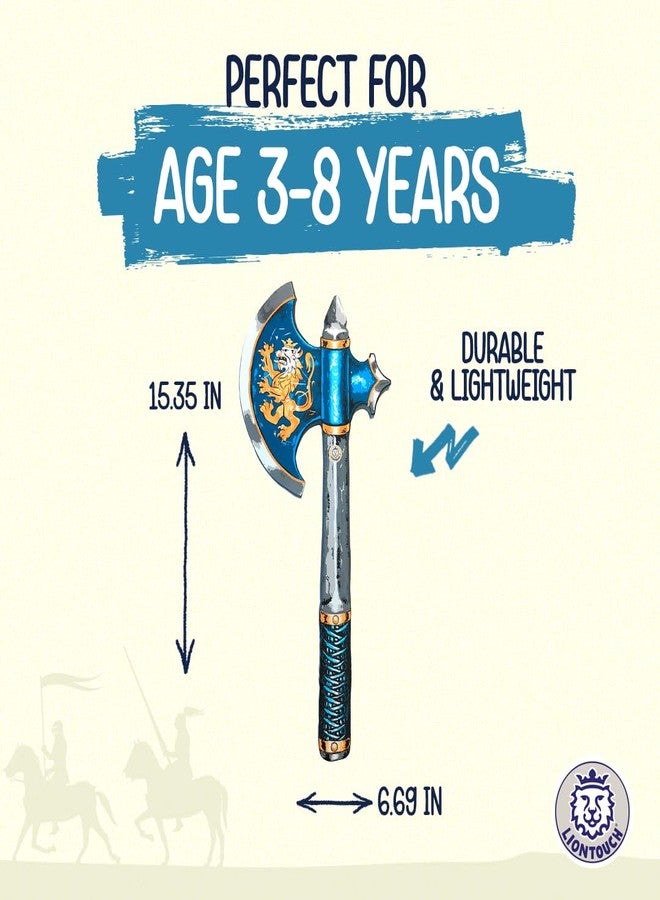 Liontouch - Noble Knight Foam Axe for Kids, Blue - Age 3-8 Years | Medieval Pretend Play Toy for Boys with Golden Lion Decoration | Safe Weapon Accessory for Dress Up & Knight Costumes - Image 5