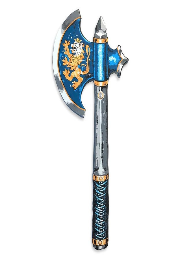 Liontouch - Noble Knight Foam Axe for Kids, Blue - Age 3-8 Years | Medieval Pretend Play Toy for Boys with Golden Lion Decoration | Safe Weapon Accessory for Dress Up & Knight Costumes - Image 1