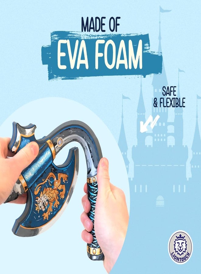 Liontouch - Noble Knight Foam Axe for Kids, Blue - Age 3-8 Years | Medieval Pretend Play Toy for Boys with Golden Lion Decoration | Safe Weapon Accessory for Dress Up & Knight Costumes - Image 3