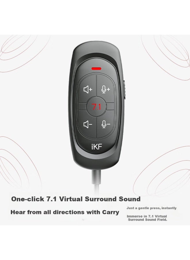 Ikf V12 Gaming Headset Sound Card Headset Wired Fps Sound Positioning Partner Magic Sound Card One-click 7.1 Sound Field Chicken Eating Artifact Fearless Contract Shadow Black - Image 2