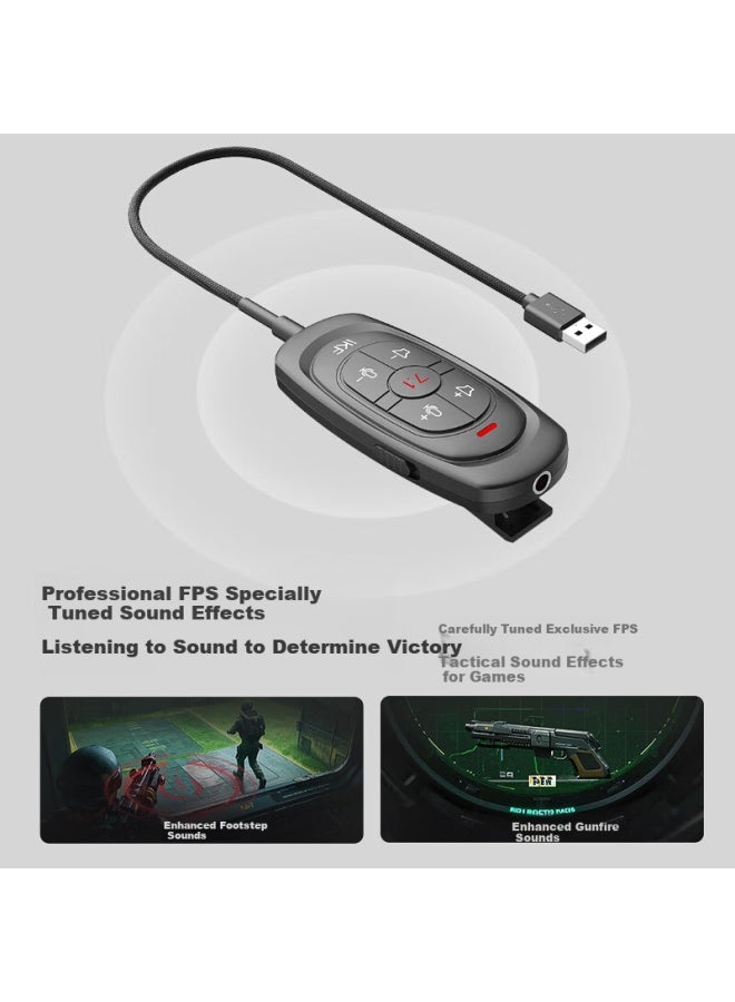 Ikf V12 Gaming Headset Sound Card Headset Wired Fps Sound Positioning Partner Magic Sound Card One-click 7.1 Sound Field Chicken Eating Artifact Fearless Contract Shadow Black - Image 3