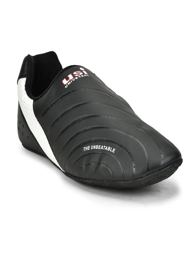 USI Universal 701MB PU Martial Art Shoes, Martial Art Taekwondo Sneaker Shoe Foe Men, Light Weight (Black/White, Size 6) - Image 1