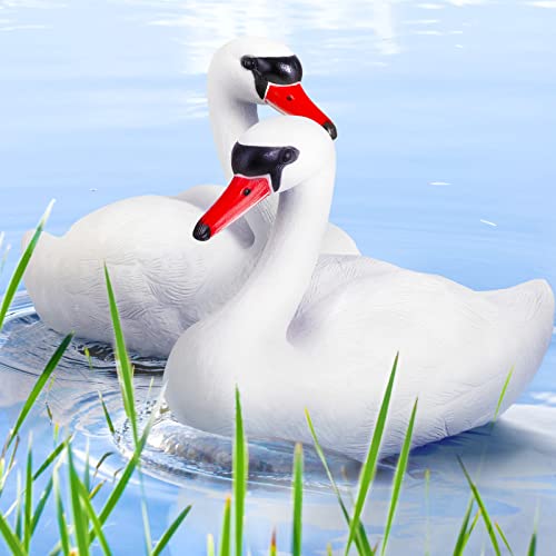 Deekin 2 Pieces Swan Decoy Pond Decoration Goose Decoys Hunting Floating Deterrent Garden Pond Decoration for Fields or Float on The Water Pool, Garden and Patio Accessories - Image 1